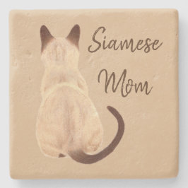 Sasha Siamese Katze Person Kitty Ausblick Kunst Steinuntersetzer