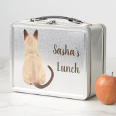 Sasha Siamese Katze Sitzen Rückansicht Kätzchen Cu Metall Lunch Box (Beispiel)