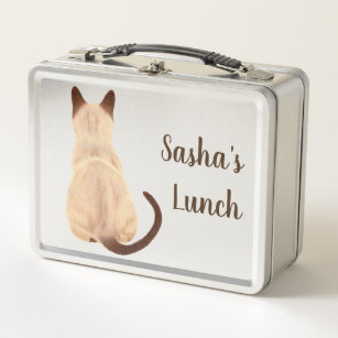 Sasha Siamese Katze Sitzen Rückansicht Kätzchen Cu Metall Lunch Box