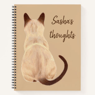 Sasha Siamese Katze Sitzen Rückansicht Kätzchen Notizblock