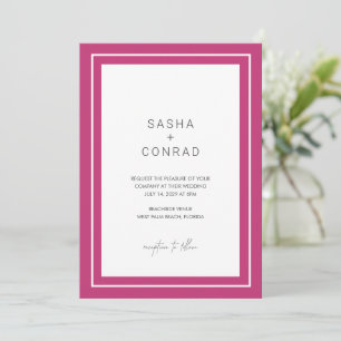 Sasha Vibrannt Pink Moderne Hochzeit Einladung