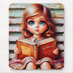SASHA ~ Vintage Girl Lest Ihr Buch ~ Mousepad