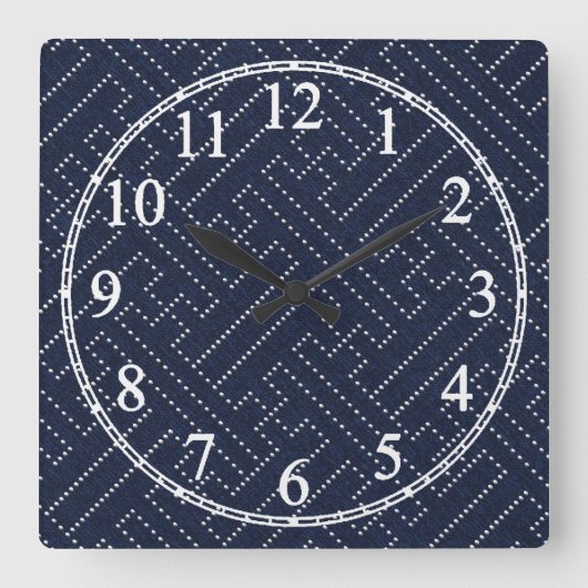 Sashiko Key Quadratische Wanduhr (Vorderseite)
