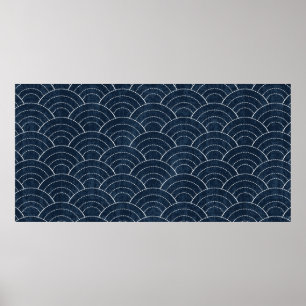 Sashiko nahtlos indigo Farbmuster mit Tradition Poster