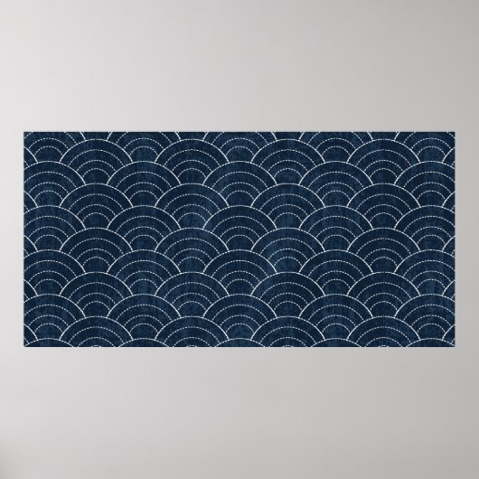 Sashiko nahtlos indigo Farbmuster mit Tradition Poster (Vorne)