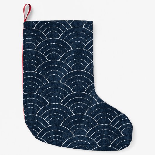 Sashiko seamless indigo dye pattern with tradition kleiner weihnachtsstrumpf (Vorderseite)