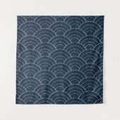 Sashiko seamless indigo dye pattern with tradition wandteppich (Vorderseite)