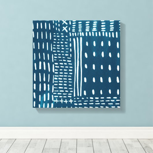 Sashiko Stitches Leinwanddruck (Insitu (Holzboden))