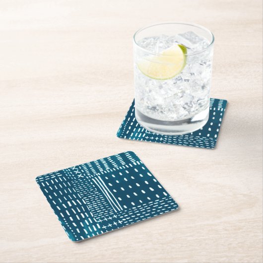 Sashiko Stitches Rechteckiger Pappuntersetzer (Vor Ort)