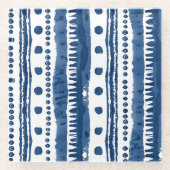 Sashiko Weiß und Blau Muster Glasuntersetzer (Vorderseite)