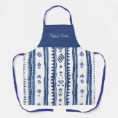 Sashiko Weiß und Blau Muster Schürze (Vorderseite)