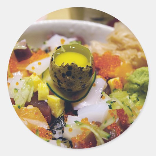 Sashimi Lmon Thunfisch Meeresfrüchte Kaviar Japani Runder Aufkleber (Vorderseite)