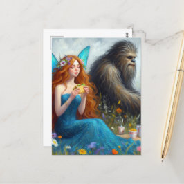 Sashquatch and a Fairy on a Picnic Postkarte