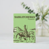 Saskatchewan Canada Vintage Reiseplakat Postkarte (Stehend Vorderseite)