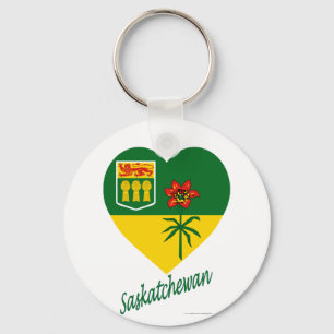 Saskatchewan-Flaggen-Herz mit Namen Schlüsselanhänger