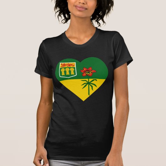 Saskatchewan-Flaggen-Herz T-Shirt (Vorderseite)