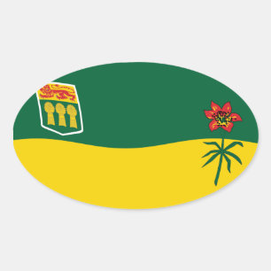 Saskatchewan-Flaggenaufkleber Ovaler Aufkleber