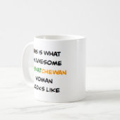 Saskatchewan-Frau, großartige Kaffeetasse (Vorderseite Links)