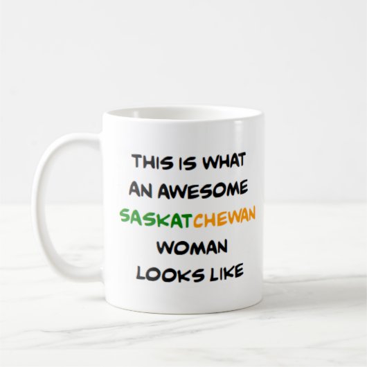 Saskatchewan-Frau, großartige Kaffeetasse (Links)