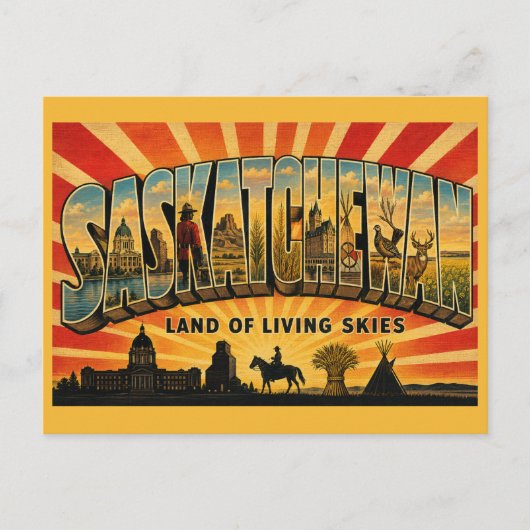 Saskatchewan Kanada Land der lebendigen Himmel Postkarte (Vorderseite)