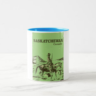 Saskatchewan Kanada Vintage-Reiseposter Zweifarbige Tasse