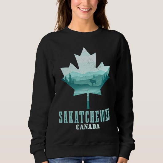 Saskatchewan Maple Leaf Moose Vintage Canada Canad Sweatshirt (Vorderseite)
