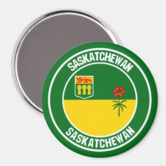 Saskatchewan Round Emblem Magnet (Vorderseite/Rückseite)