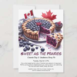 Saskatoon-Beerenkuchen-Wasserfarbdruck-Design Cana Einladung