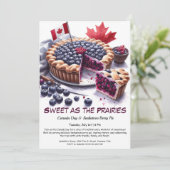 Saskatoon Berry Pie Watercolor Design Canada Day Einladung (Stehend Vorderseite)