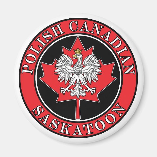 Saskatoon Runde Polnisch-Kanadisches Leaf Magnet (Vorne)
