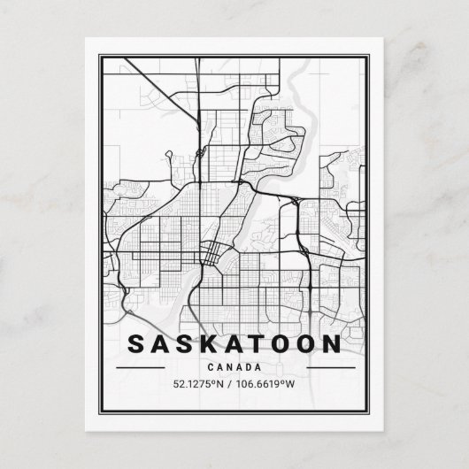 Saskatoon Saskatchewan Canada Travel City Map Postkarte (Vorderseite)