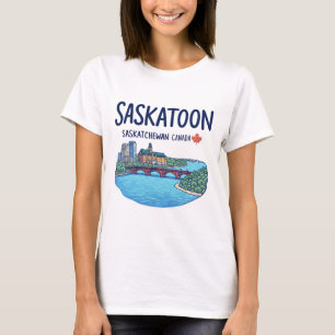 Saskatoon Saskatchewan Kanada Hübsche Skyline  T-Shirt