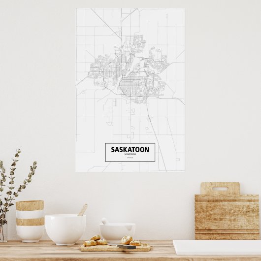 Saskatoon, Saskatchewan (schwarz auf weiß) Poster (Küche)