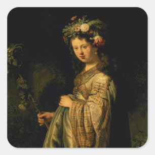 Saskia als Flora, 1634 Quadratischer Aufkleber