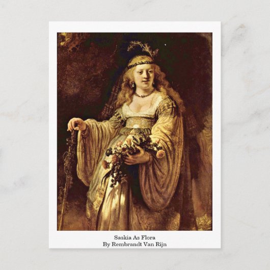 Saskia As Flora by Rembrandt Van Rijn Postkarte (Vorderseite)