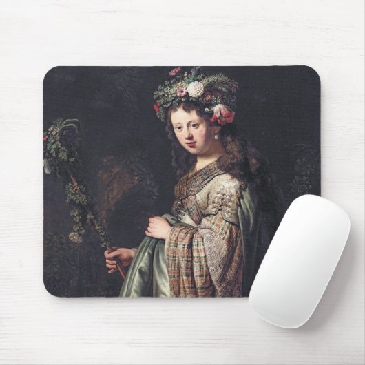 Saskia van Uylenburgh as Flora, Rembrandt, 1634 Mousepad (Mit Mouse)