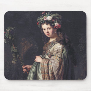 Saskia van Uylenburgh as Flora, Rembrandt, 1634 Mousepad