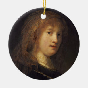 Saskia van Uylenburgh, c.1634-1640 (Öl auf Platte Keramikornament