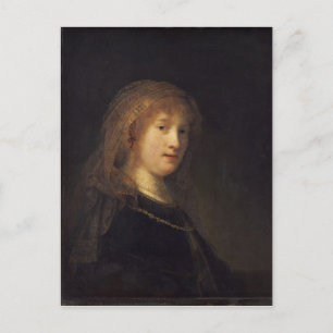 Saskia van Uylenburgh, c.1634-1640 (Öl auf Platte) Postkarte