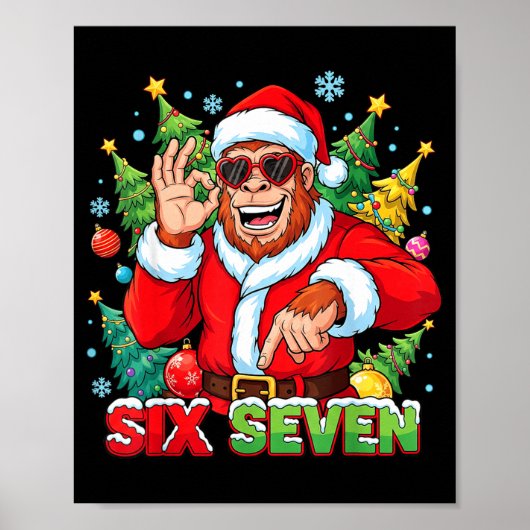Sasquatch 67 Bigfoot Six Seven Meme Weihnachtskost Poster (Vorne)