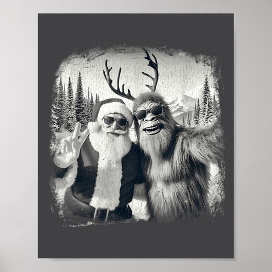 Sasquatch 67 Christmas Tree Funny Santa Bigfoot  Poster (Vorne)