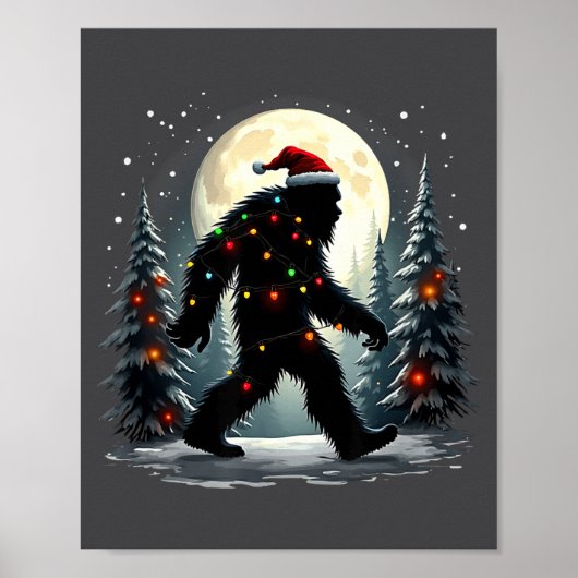Sasquatch 67 Santa Bigfoot Christmas Tree Funny  Poster (Vorne)