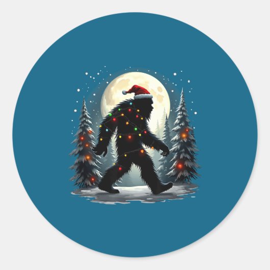 Sasquatch 67 Santa Bigfoot Christmas Tree Funny Runder Aufkleber (Vorderseite)