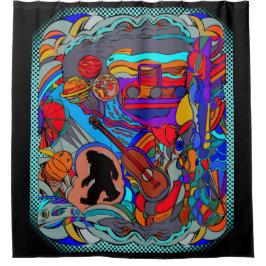 Sasquatch Abstrakt Doodle Art Dusche Vorhang