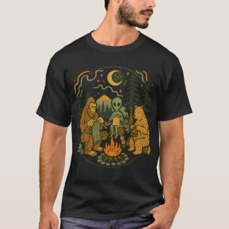 Sasquatch Alien Lagerfeuer Freunde – Lustige Krypt T-Shirt
