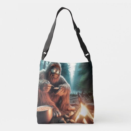 Sasquatch am Campfire Tragetaschen Mit Langen Trägern (Rückseite)