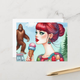 Sasquatch auf dem Eiskremsrucker Postkarte