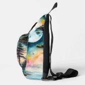 Sasquatch auf einem Waldgraben über dem Ozean Crossbody Bag (Rechts)