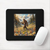 Sasquatch auf Löwenzahnblumenfeld Bigfoot Mousepad (Mit Mouse)