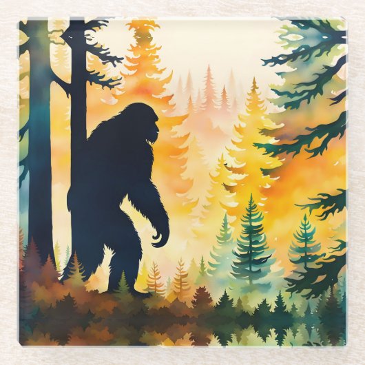 Sasquatch Autumn Landscape Sunset Glasuntersetzer (Vorderseite)